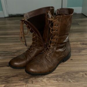 Forever 21 Chestnut Lace-Up Boots